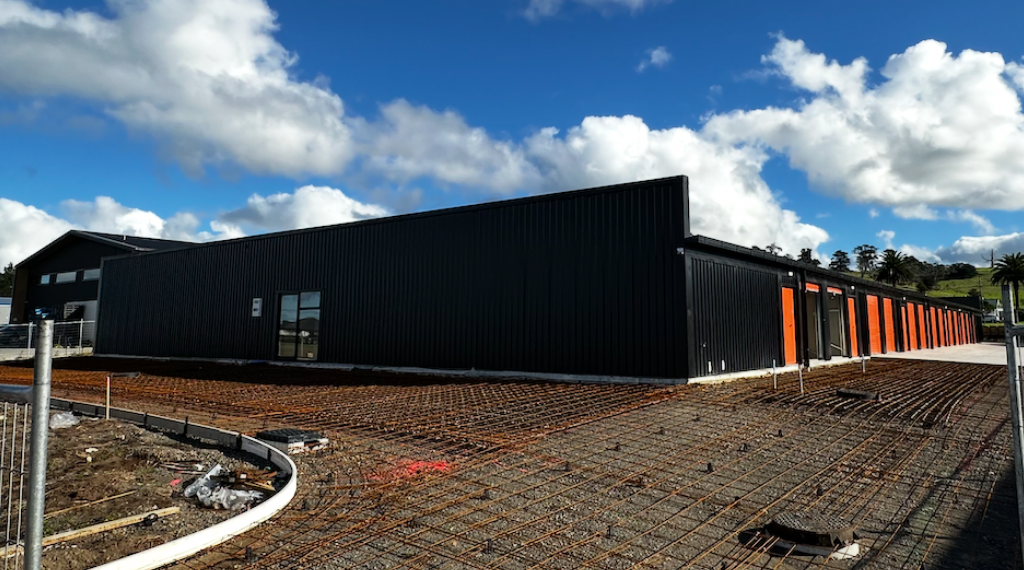 Safeguard Storage facility in Ruakaka under construction with fire-rated boundary wall where Halt Fire installed passive fire stopping.