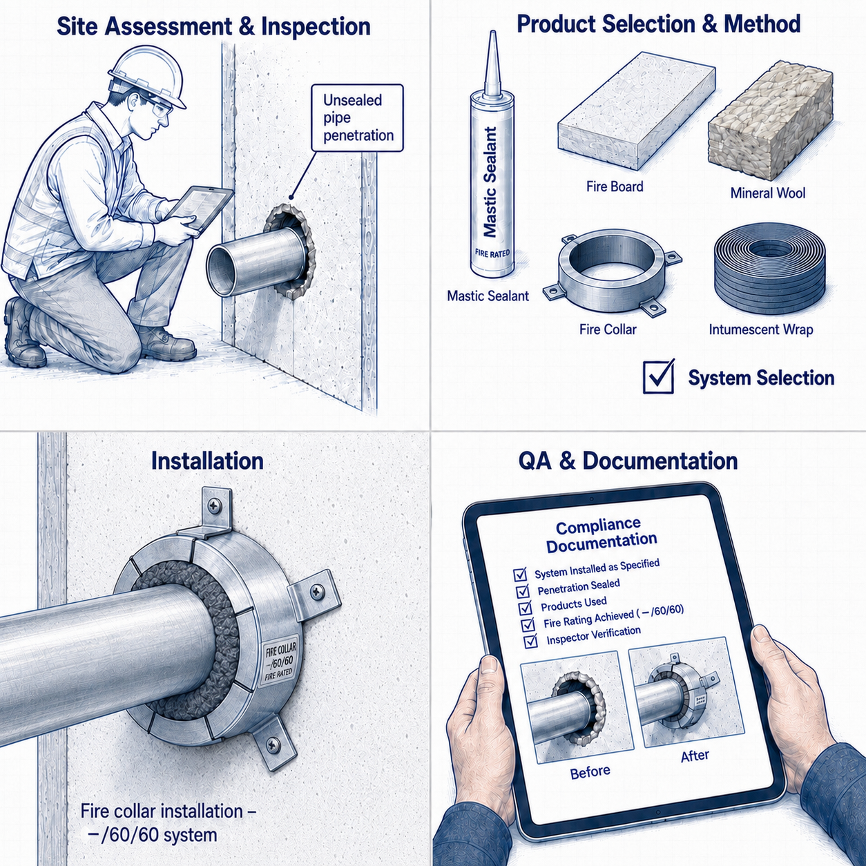 Halt Fire passive fire remediation process: assessment, product selection, installation, and QA documentation
