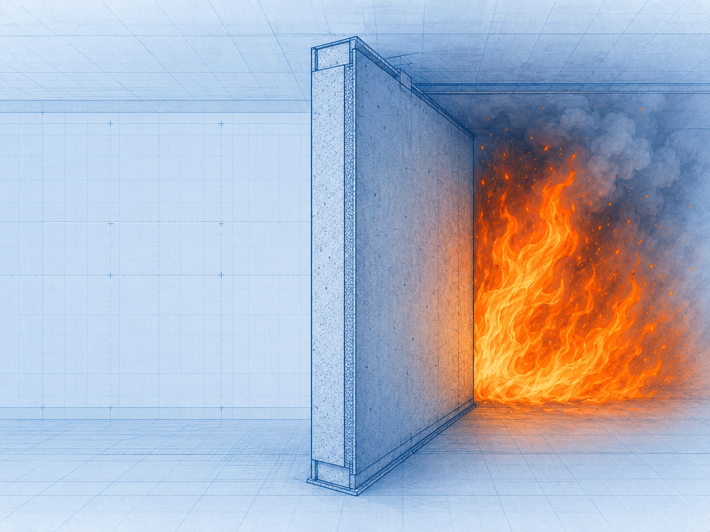 Fire compartmentation maintained by sealed service penetrations